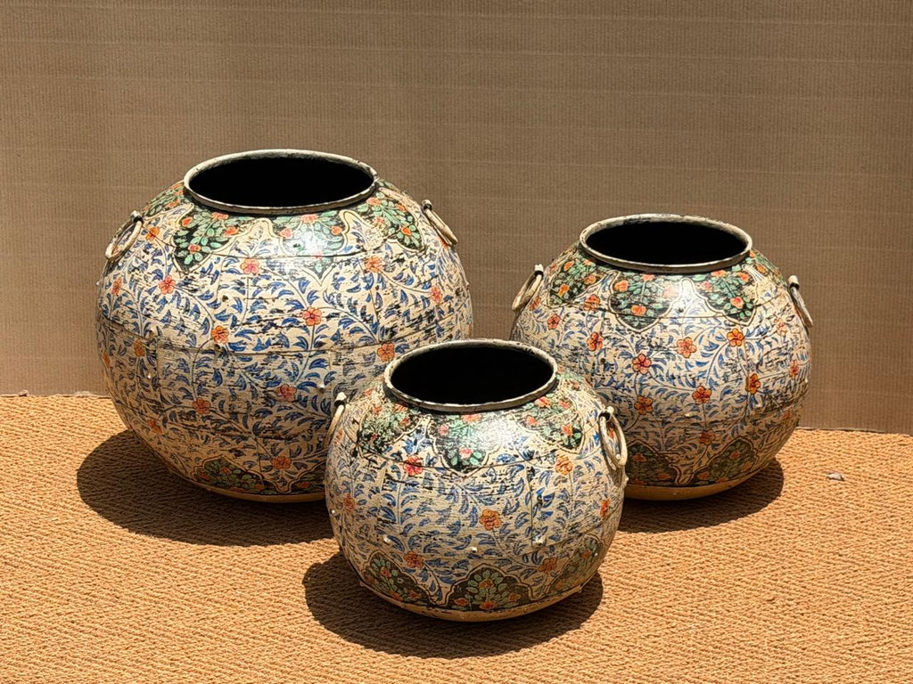 Hand-Painted Iron Pot — Rajasthani Folk Art
