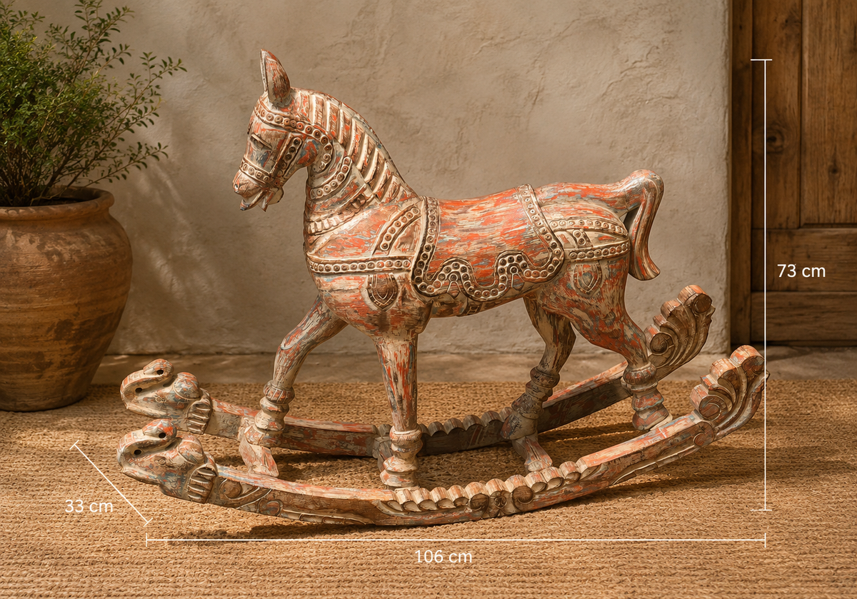 Hand-Carved Painted Rocking Horse