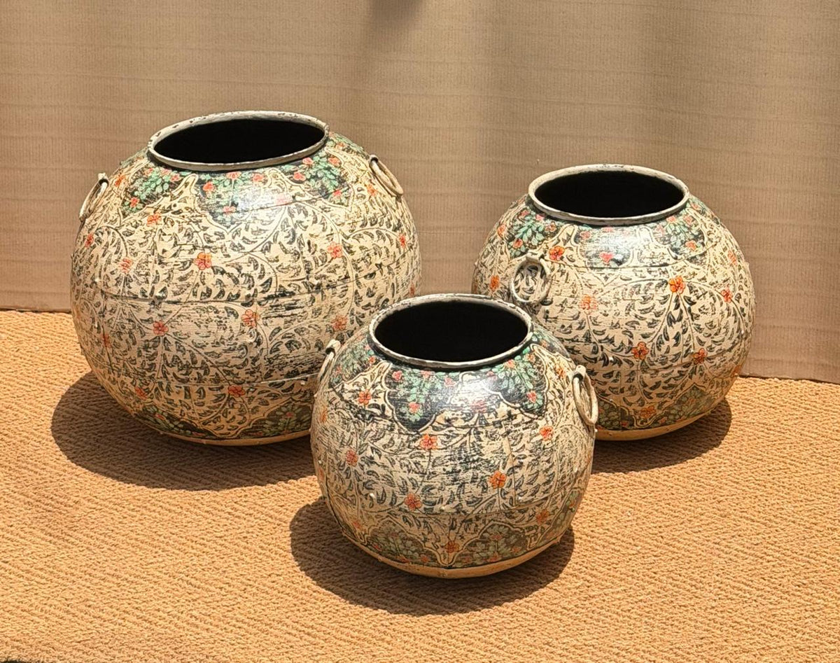 Hand-Painted Iron Pot — Rajasthani Folk Art
