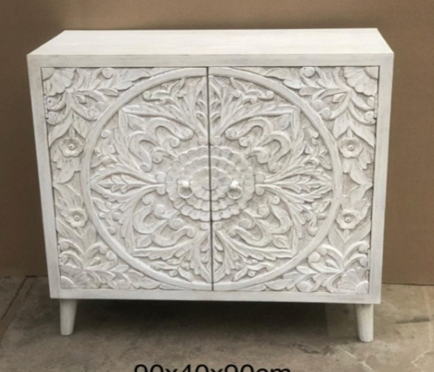 Original hand-carved all-white medallion cabinet