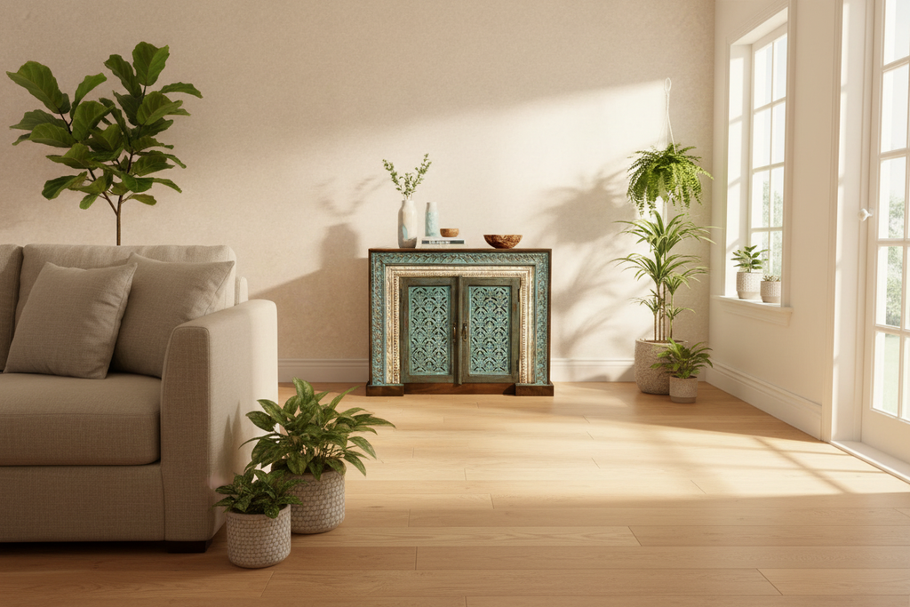 Hand-Carved Sideboard — Living Room