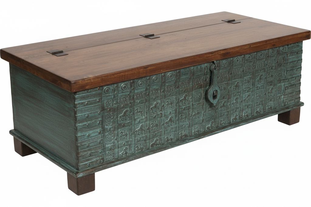 Rajasthani chest – front-left angle white background