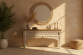 Lattice Carved Console Table in warm exotic interior setting