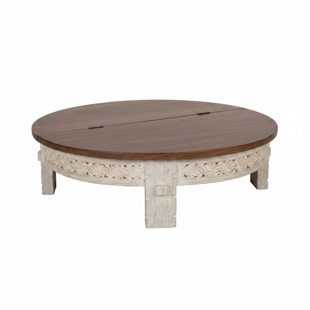Chowki low table – 45-degree angle white background
