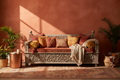 Rajasthani daybed bench – hero in Bohemian living room with cushions