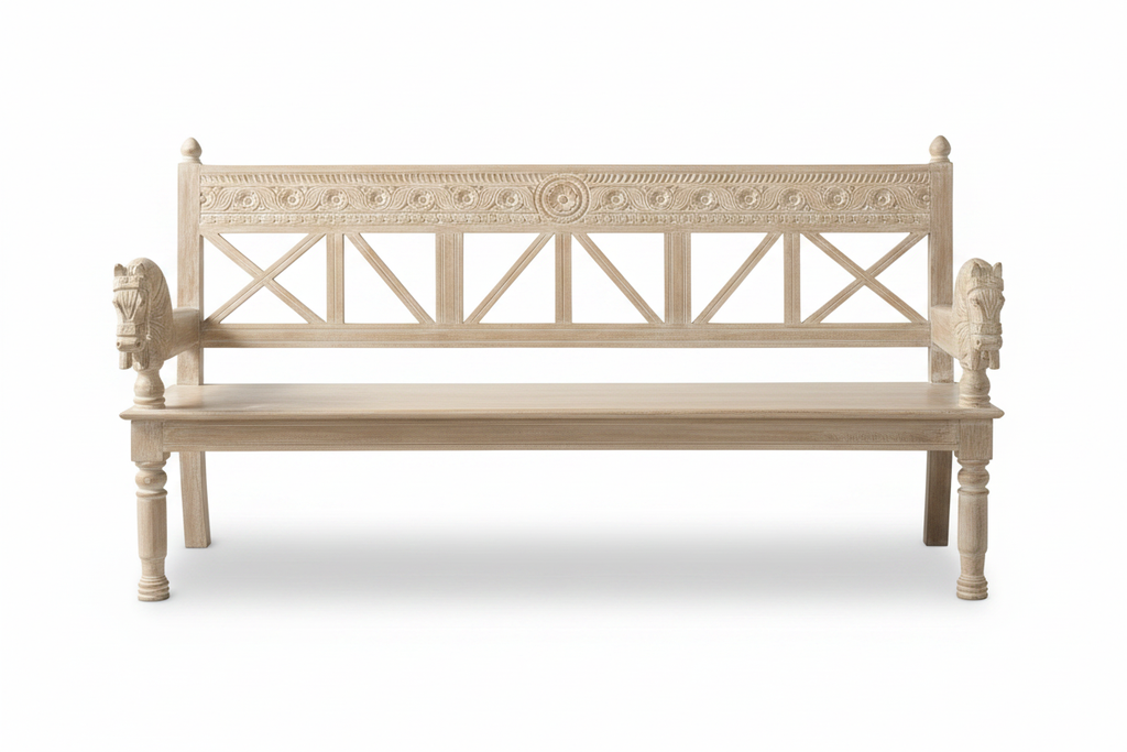 Rajasthani Empire bench – front view white background