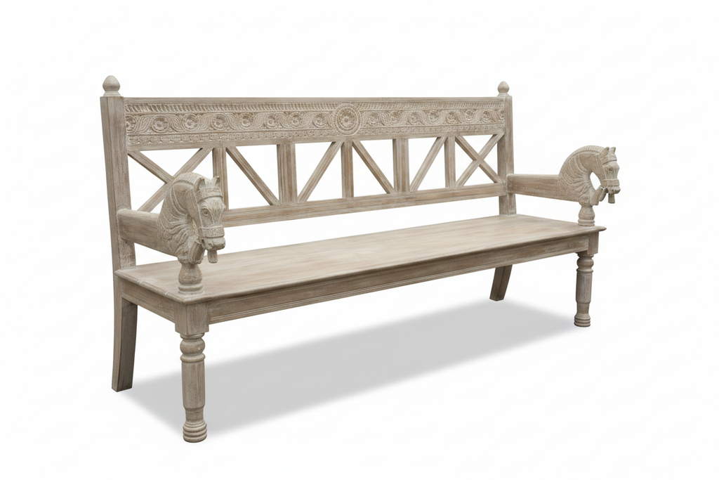 Rajasthani Empire bench – front-left angle white background