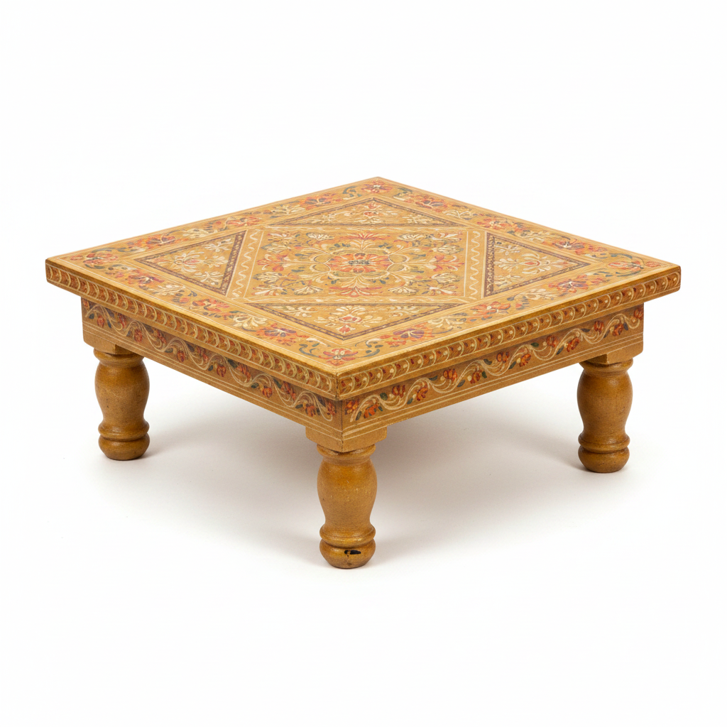 Hand-painted Bajot low table in Gold – white background