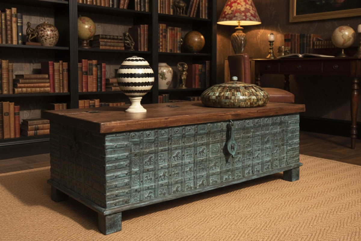Rajasthani chest – front-left angle in eclectic study
