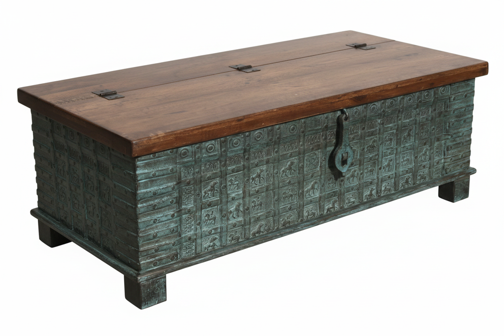 Rajasthani chest – elevated three-quarter white background