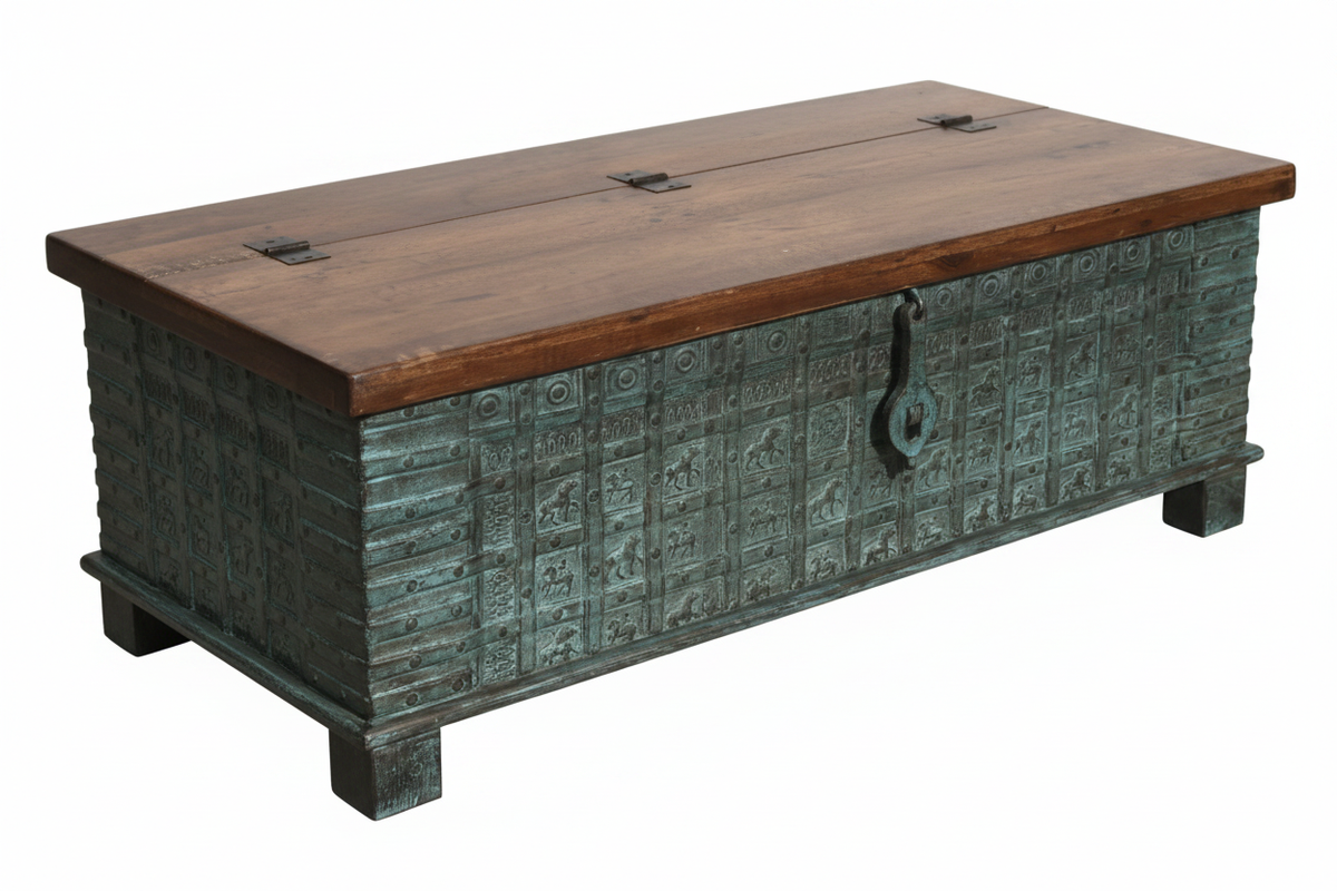 Rajasthani chest – elevated three-quarter white background
