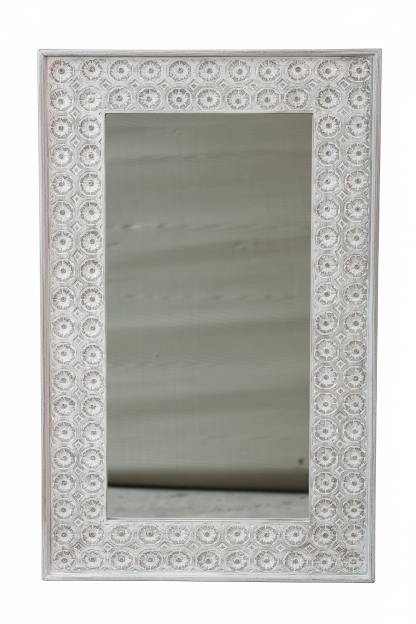 Rosette octagon tile mirror – front view white background