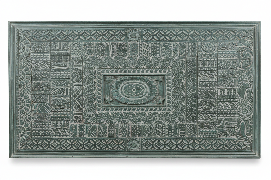Geometric teal wall panel – front-on white background
