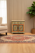 Hand-painted Rajasthani cabinet – front view in warm living room setting