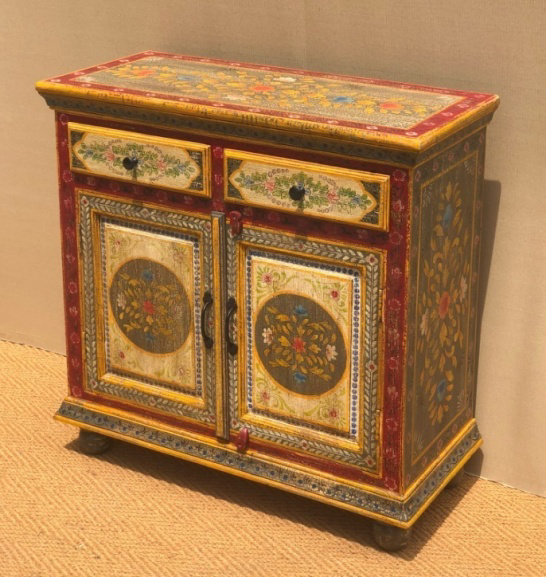 Original hand-painted Rajasthani mandala sideboard cabinet