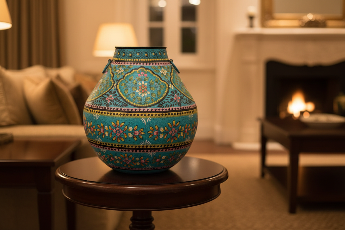 Iron Urn — Teal & Turquoise, Living Room