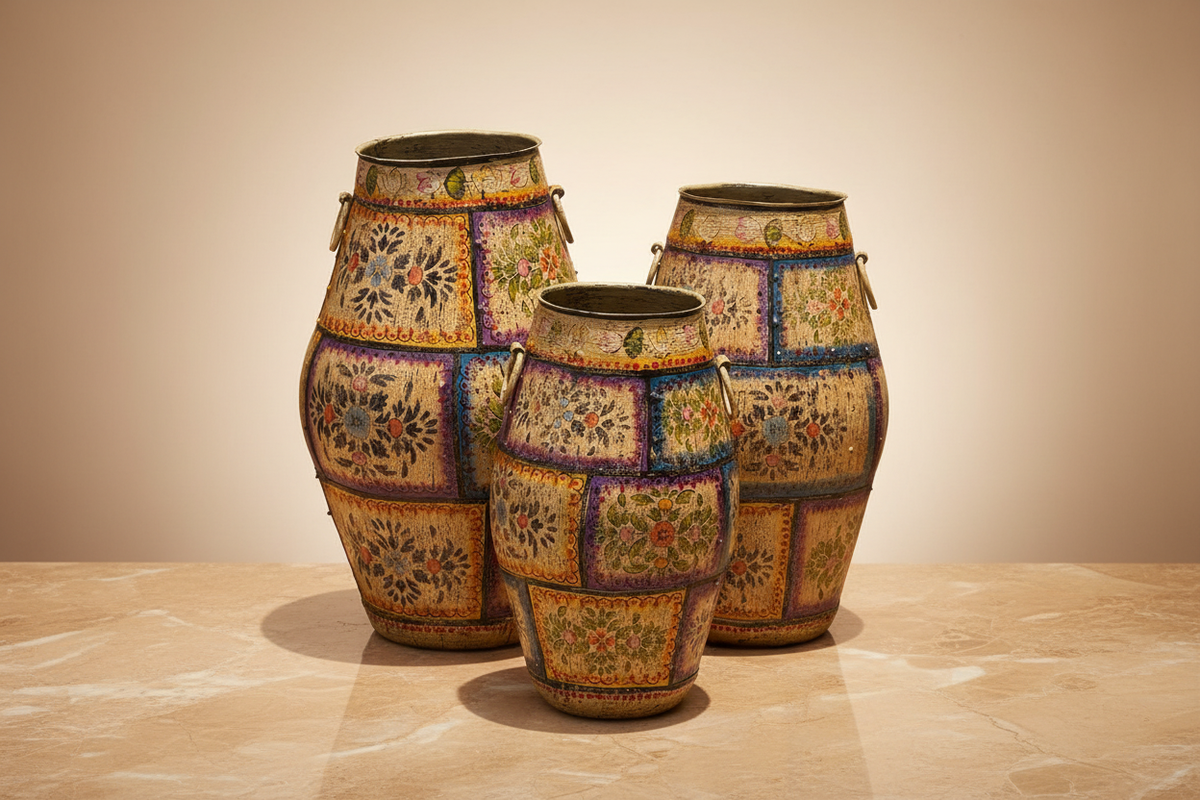 Set of 3 — Purple & Gold Patchwork